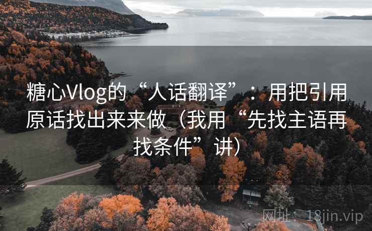 糖心Vlog的“人话翻译”：用把引用原话找出来来做（我用“先找主语再找条件”讲）